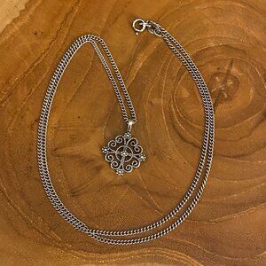 RETIRED James Avery Twisted Wire Lacey Cross Necklace, 20", Sterling Silver